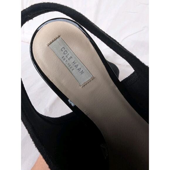 Cole Haan Grand OS Nene Slingback Peep Toe Heel Black Suede Womens Size 8 B - Picture 9 of 9